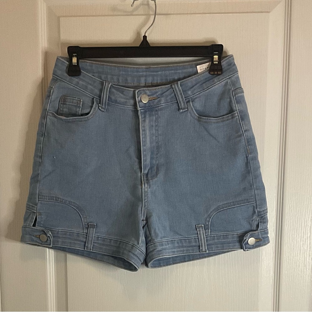 SHEIN Blue Jean Shorts with Cuffed Hems